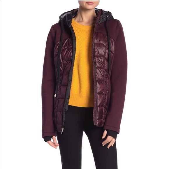 Michael Kors Jackets & Blazers - Michael Kors Burgundy Mixed Media Quilted Jacket